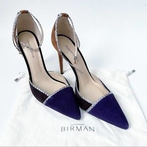 Alexandre Birman Colorblock Ankle Strap D’Orsay Pump 39.5 Purple Brown Tan Snake